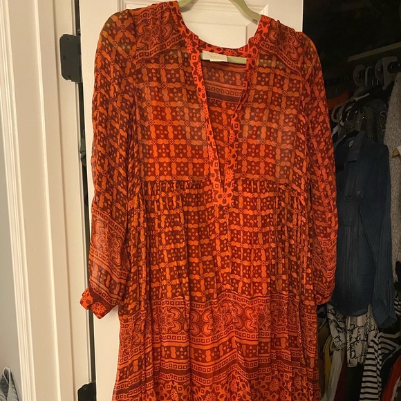 Maeve Dresses & Skirts - Red /orange oversized dress Anthropologie